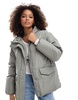 ASOS DESIGN oversized puffer jacket with hood in sage