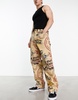 Vans loose carpenter canvas all over print pants in beige