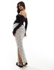 Mamalicious Maternity jersey over the bump maxi skirt in cream stripe