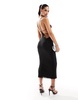 ASOS DESIGN mesh halter maxi dress with extreme cut out back detail in black