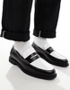 ASOS DESIGN penny loafers in black and white