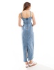 Cotton On seam detail maxi dress in vintage wash denim