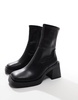 ASOS DESIGN Rome square toe mid-heel platform boots in black