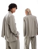 COLLUSION Unisex ultimate suit jacket in stone - part of a set