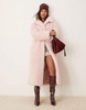 ASOS DESIGN longline curly borg coat in light pink