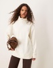 ASOS DESIGN supersoft long line turtleneck in winter white - part of a set