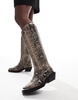 ASOS DESIGN Celeste flat western knee boots in snake