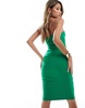 Vesper exclusive asymmetric one shoulder midi dress in green