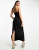 COLLUSION tailored split back maxi skirt in black pinstripe - part of a set