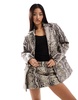 Mango faux leather snake print blazer in gray - part of a set