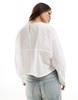 Object drawstring broderie top with raglan sleeve in white