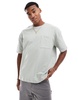 ASOS DESIGN oversized t-shirt with front pocket and city back print in gray