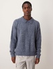 ASOS DESIGN oversized boxy fit heavyweight knitted wool mix cable sweater with collar in blue heather