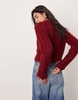 ASOS EDITION fluffy knit zip through cropped cardigan in burgundy