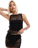 COLLUSION beaded fishnet crochet tank top in black - part of a set