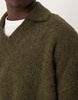 ASOS DESIGN oversized boxy fit boucle knitted notch neck sweater in khaki