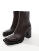 ASOS DESIGN heeled chelsea boots with angled toe in brown