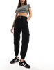 River Island belted cargo utility pants in black