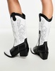 London Rebel Leather color block western boots in multi