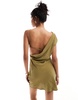 ASOS DESIGN one shoulder mini dress with back bra detail in khaki