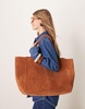 ASOS DESIGN Premium suede bonded tote bag in tan