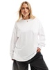 Weekend Collective Curve oversized long sleeve T-shirt with back logo in white