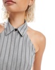 COLLUSION halter shirt with strappy back in gray pinstripe - part of a set