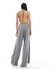 ASOS DESIGN satin cowl neck halter jumpsuit in silver