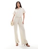 Mango linen-look belted jumpsuit in white