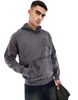 ADPT oversized hoodie with all over angel print in gray acid wash