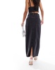 SIMMI buckle detail maxi denim skirt in black