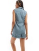 ASOS DESIGN twill zip up romper in gray