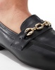 ASOS DESIGN Wide Fit Macaroon chain loafer in Black