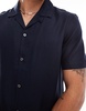 French Connection short sleeve linen revere shirt in navy