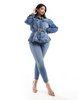 River Island Plus denim jacket with belted waist detail in blue