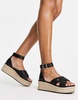 River Island strappy espadrille wedge in black