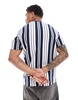 Brave Soul vertical stripe t-shirt in navy & white