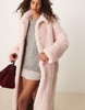 ASOS DESIGN longline curly borg coat in light pink