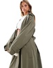 ASOS DESIGN rubberized rain hooded trench coat with belt detail in khaki