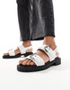 London Rebel double buckle chunky sandals in white