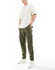 Only & Sons linen mix tapered cargo pants in olive