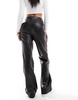 River Island straight leg PU pants with studded detail in black