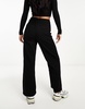 Mango raw hem wide leg jeans in black