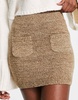 Free People knitted mini skirt in brown sand