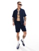 ONLY & SONS waffle shorts in navy - part of a set