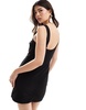 Mango cinched waist cami mini jersey dress in black