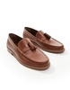 ASOS DESIGN tassel loafers in tan leather with natural sole