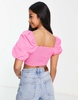 River Island Petite milkmaid top in bright pink