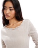 Object lettuce edge long sleeve top in sandshell