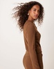 ASOS DESIGN brushed rib long sleeve cardigan in chocolate - part of a set